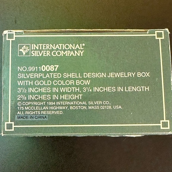 Vtg International Silver Company Small Shell Trinket Jewelry Box with Gold Bow - Picture 12 of 13